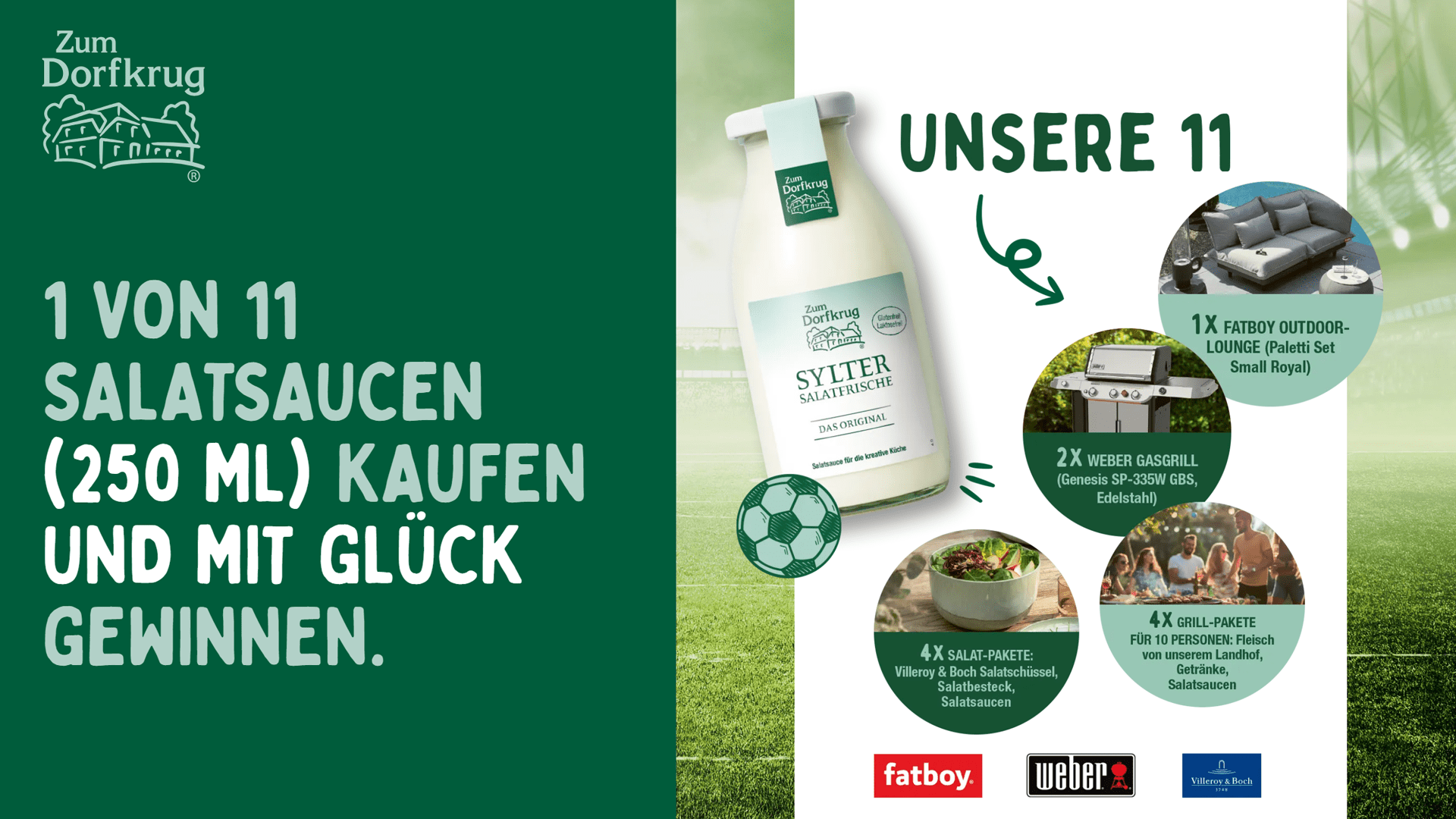 Zum Dorfkrug Gewinnspiel – Gewinne Fatboy Lounge, Weber Gasgrills, Salat- und Grillpakete
