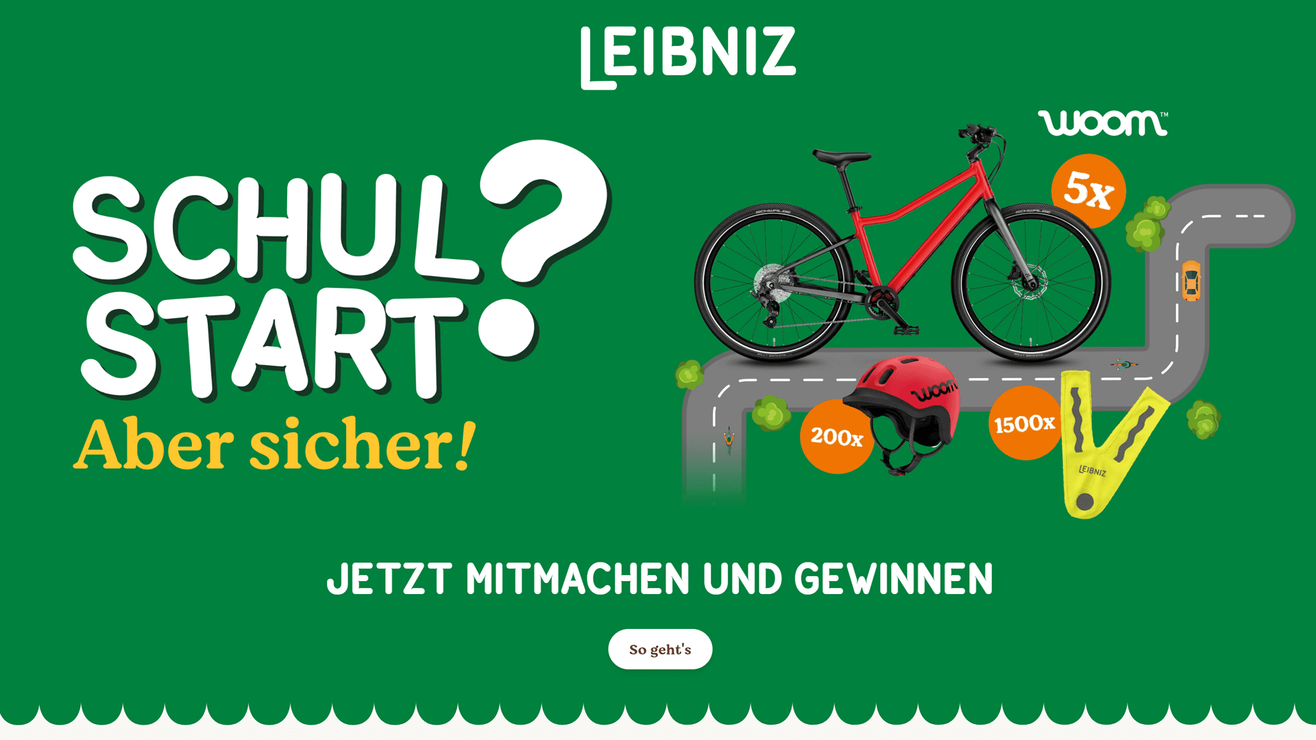 LEIBNIZ x woom Gewinnspiel – Gewinne Fahrräder, Helme und Warnwesten