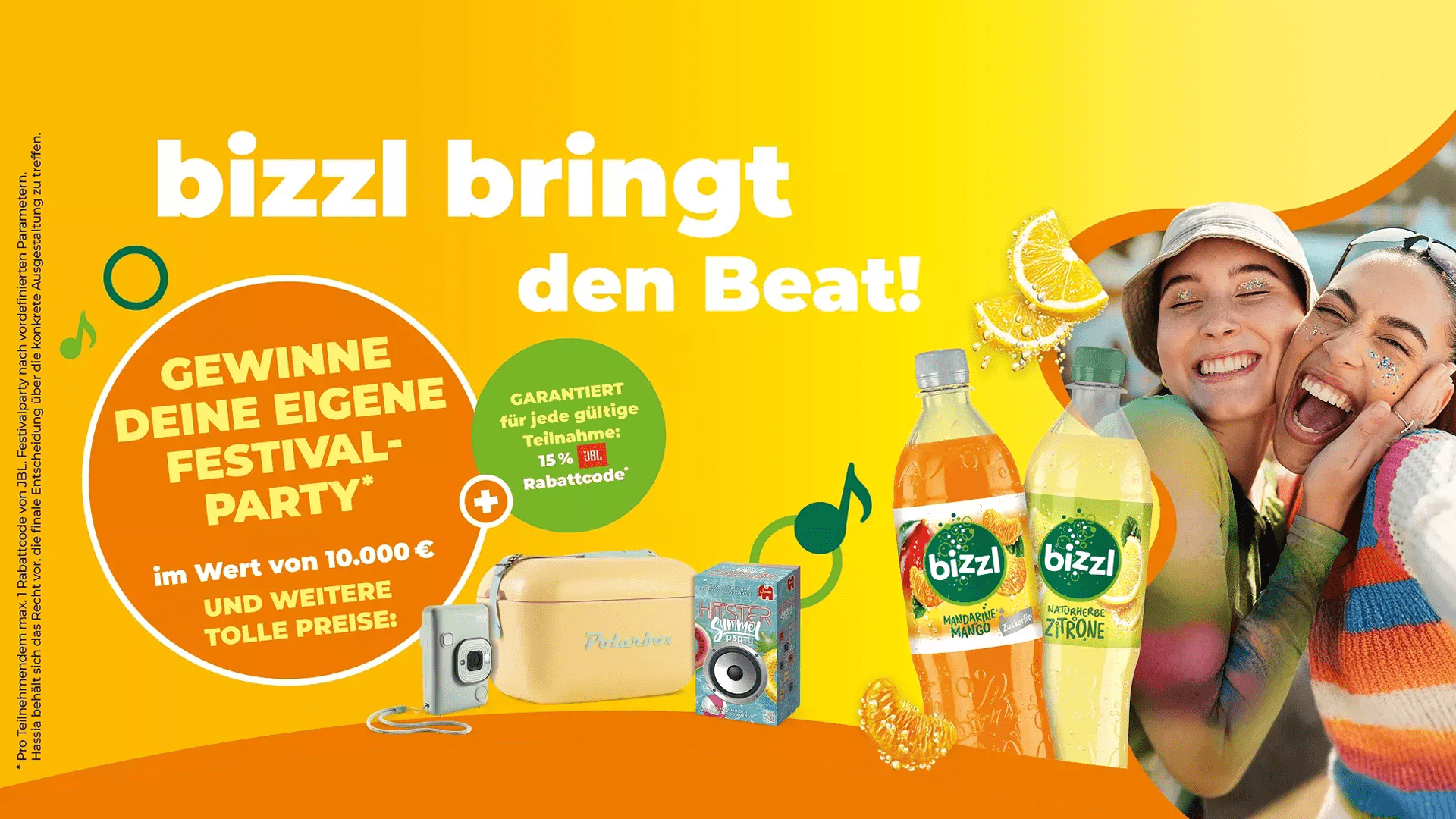 bizzl Gewinnspiel – JBL Rabattcode, Festivalparty, Polarbox, INSTAX mini LiPlay und Hitster gewinnen