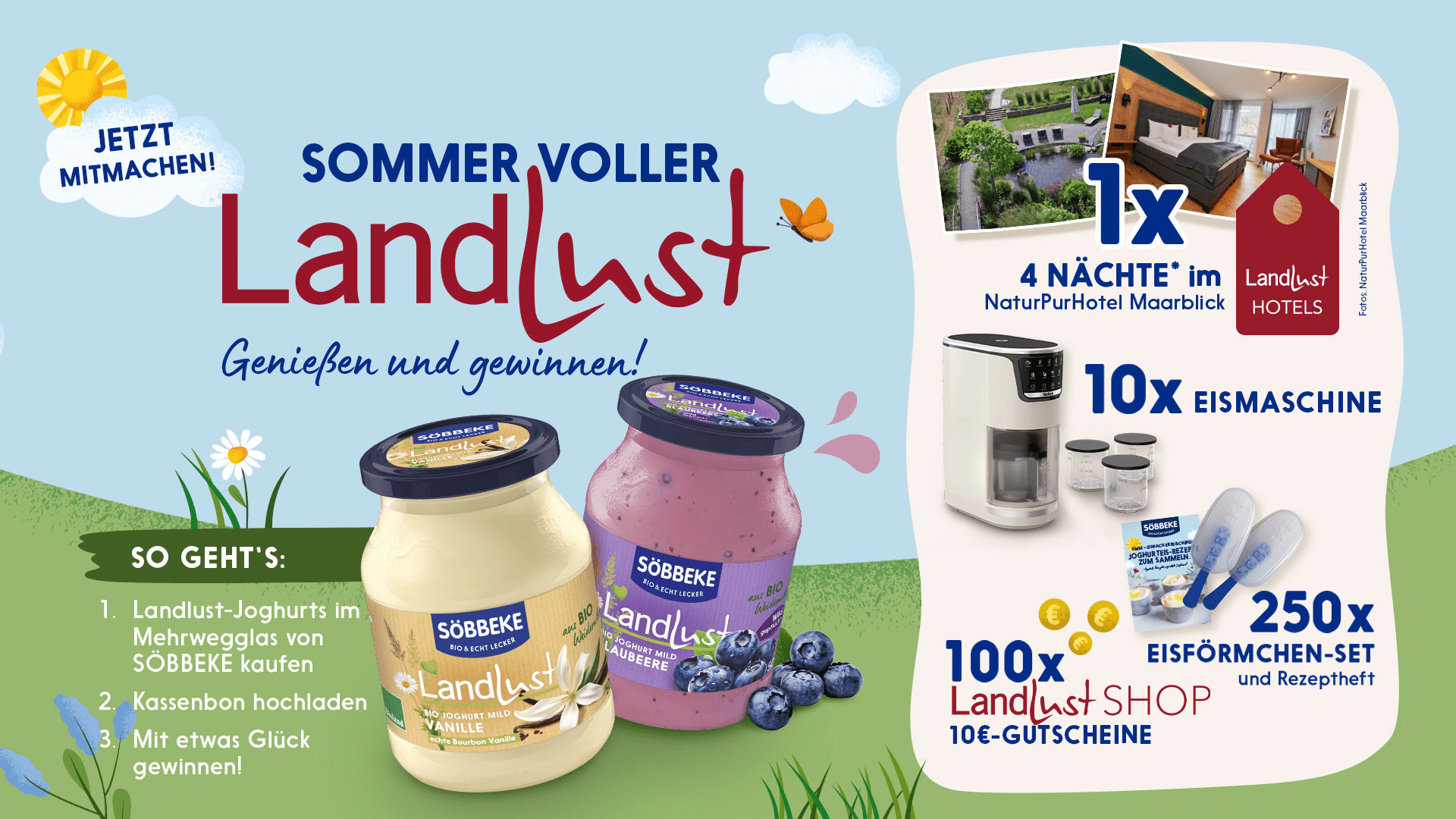 Söbbeke Gewinnspiel – Landlust Aufenthalt, Tefal Eismaschinen, Gutscheine und Eisförmchen gewinnen
