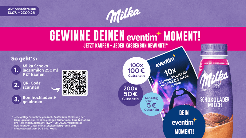 Milka Schokoladenmilch – Logentickets für Nico Santos & EVENTIM/OETICKET Gutscheine gewinnen