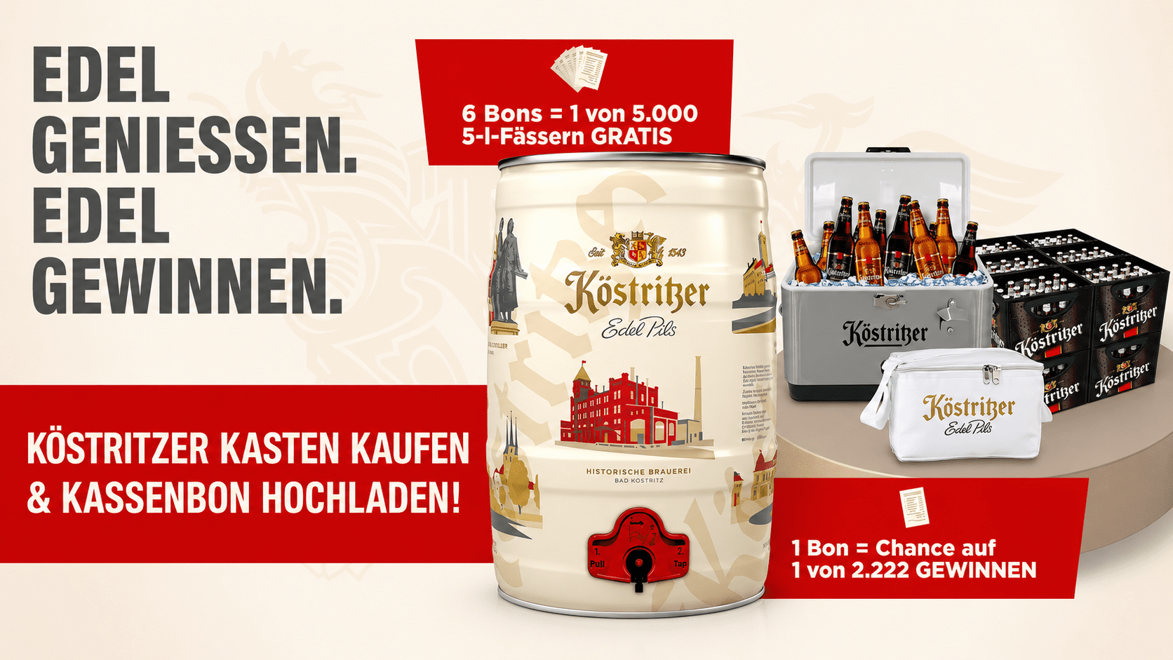 Köstritzer Kassenbonaktion – Jahresvorrat, Edelstahlkühlboxen und Kühltaschen gewinnen