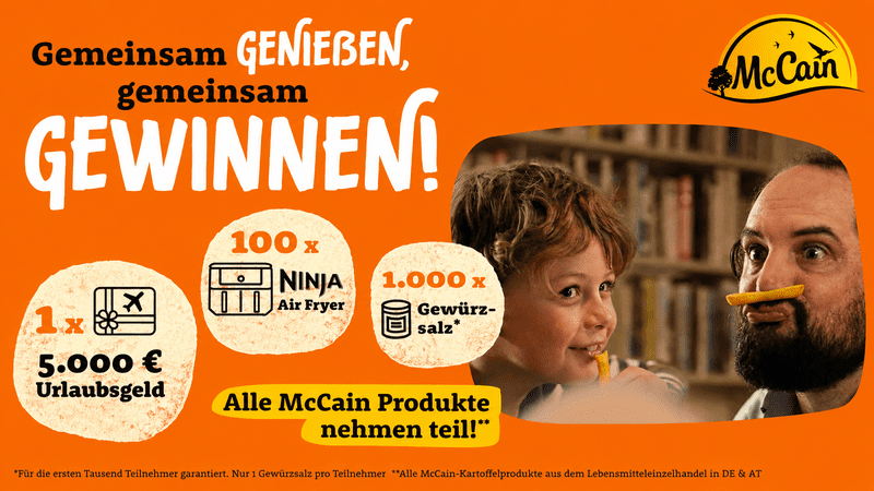 McCain Gewinnspiel – Air Fryer, Gewürzsalz oder 5000 € gewinnen