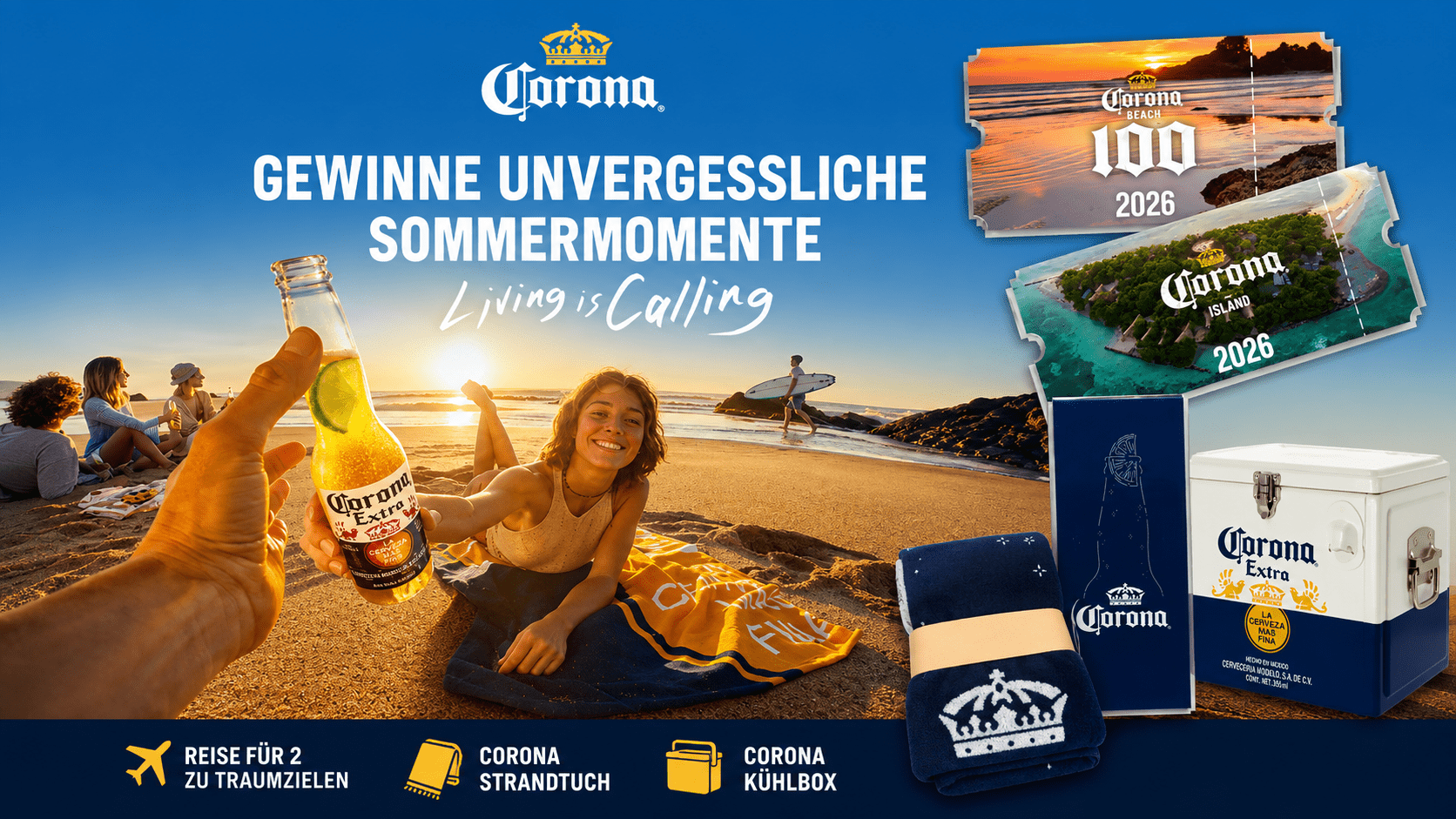 Corona Gewinnspiel – Reisen, Handtücher, Kühlboxen und Gutscheine