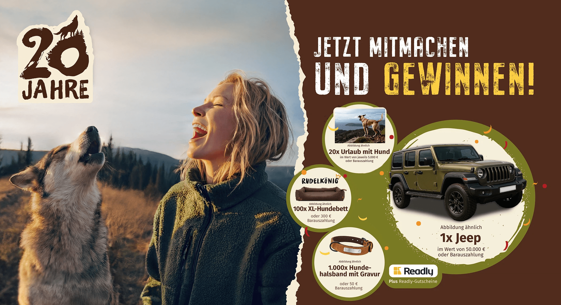 WOLFSBLUT Gewinnspiel - Jeep, Urlaub mit Hund, Hundebett, Hundehalsband oder Readly-Gutschein gewinnen