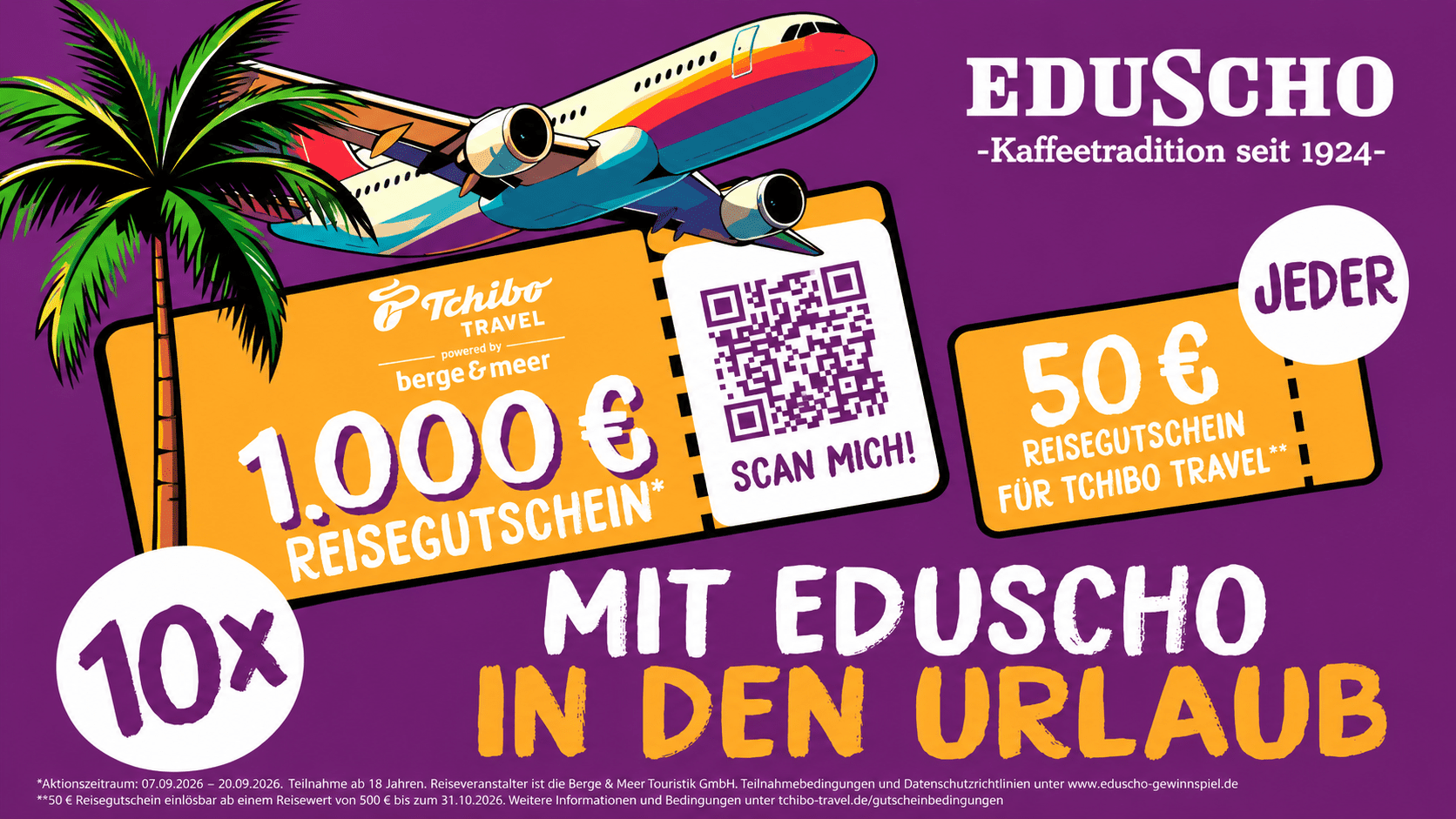 Eduscho Gewinnspiel - 1.000 € Tchibo-Travel Reisegutscheine gewinnen