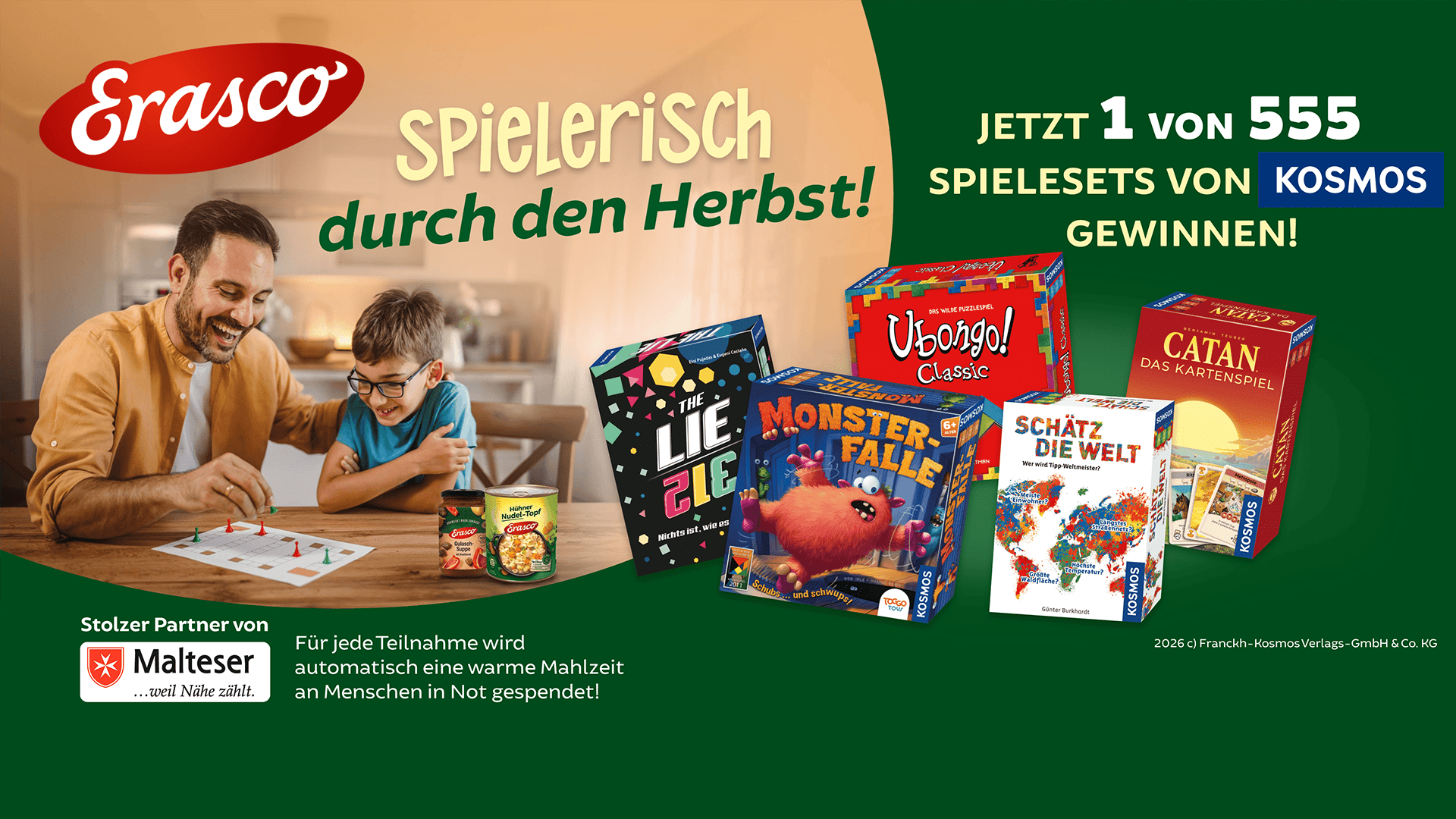 Erasco Gewinnspiel - Gewinne ein Kosmos Spieleset