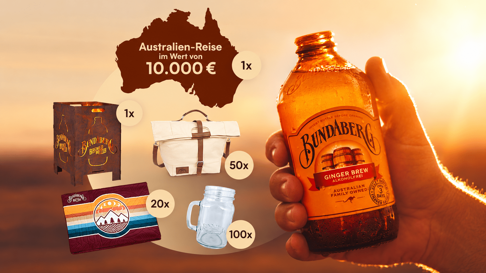 Bundaberg Gewinnspiel - Australienreise, Feuerkorb, Decken, Kühltaschen oder Mason Jar Sets gewinnen