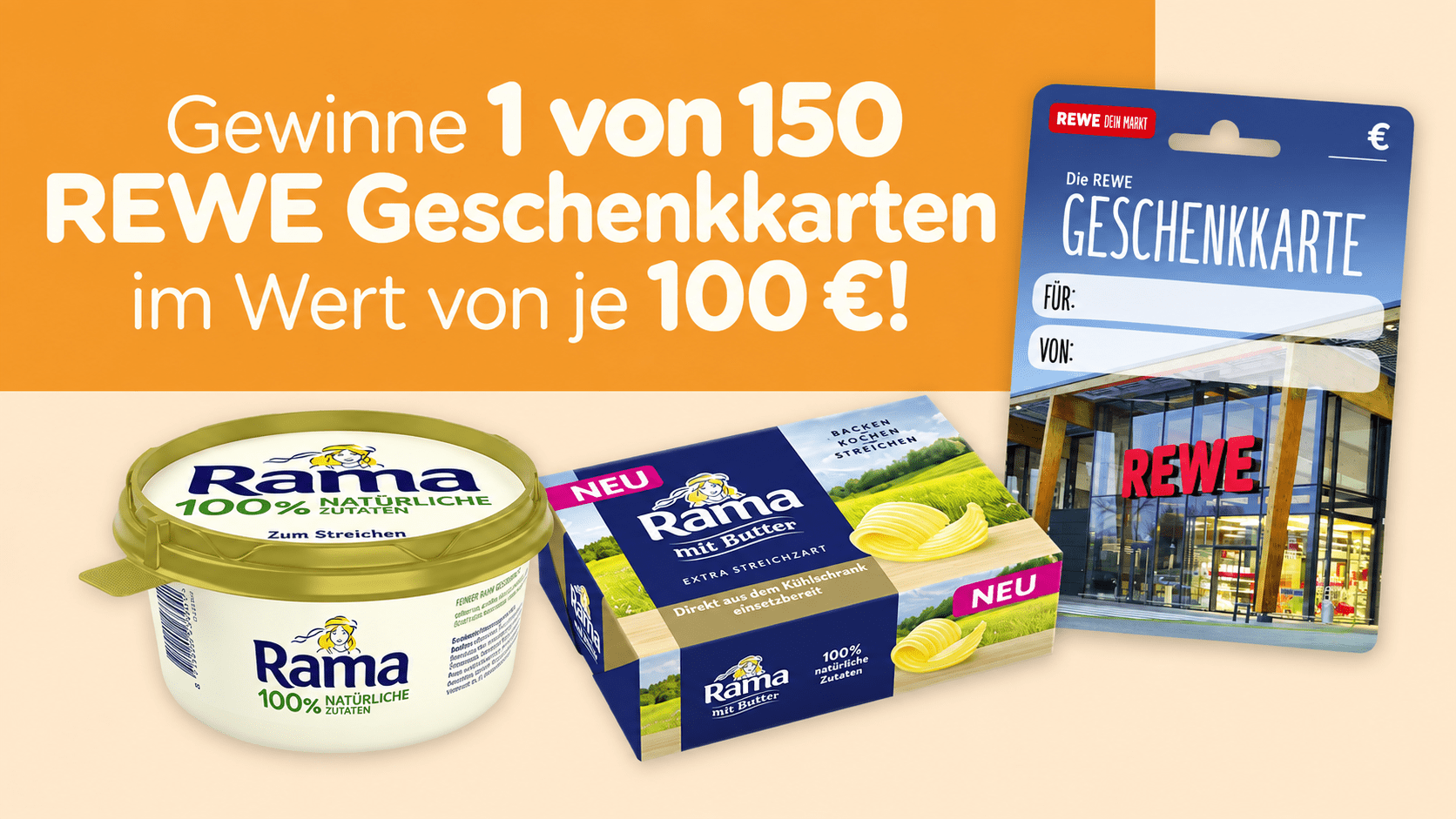 Rama Gewinnspiel - 100 € REWE Geschenkkarte gewinnen