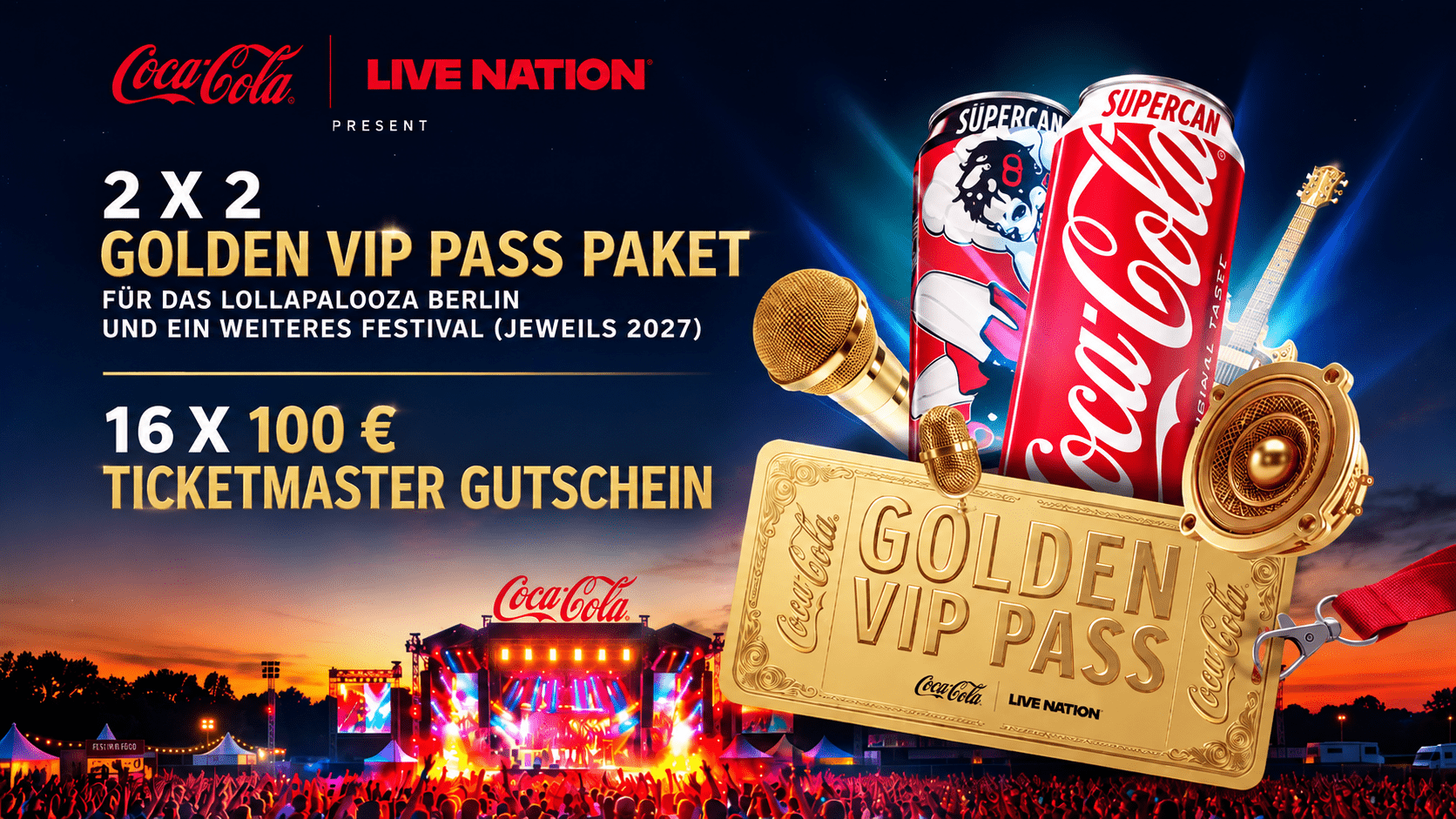 Coca-Cola Supercan - VIP-Pass Pakete und Ticketmaster Gutscheine gewinnen