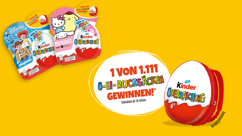 kinder Überraschung Gewinnspiel - 1.111 Rucksäcke gewinnen