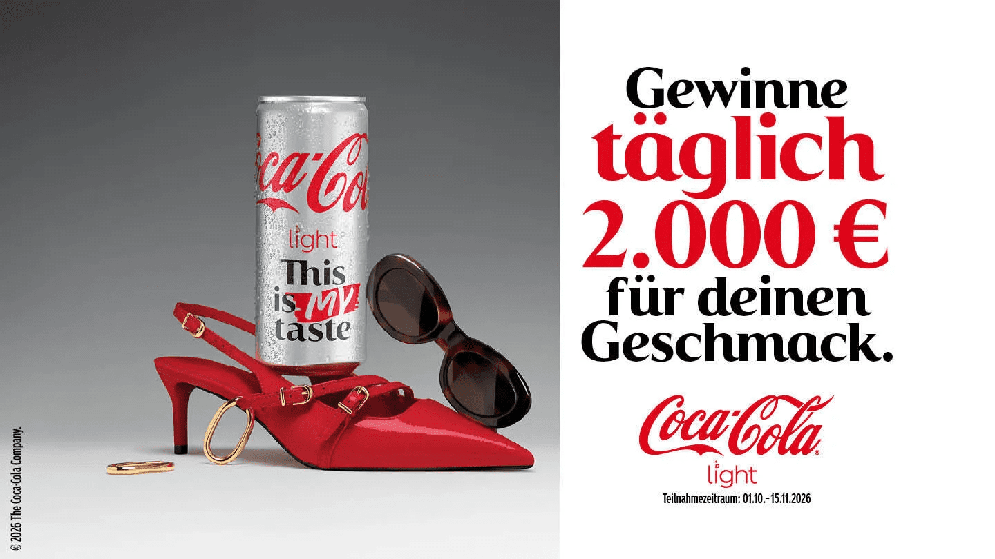 Coca-Cola Light Gewinnspiel - Gewinne 2.000 Euro, Merch & Gutscheine
