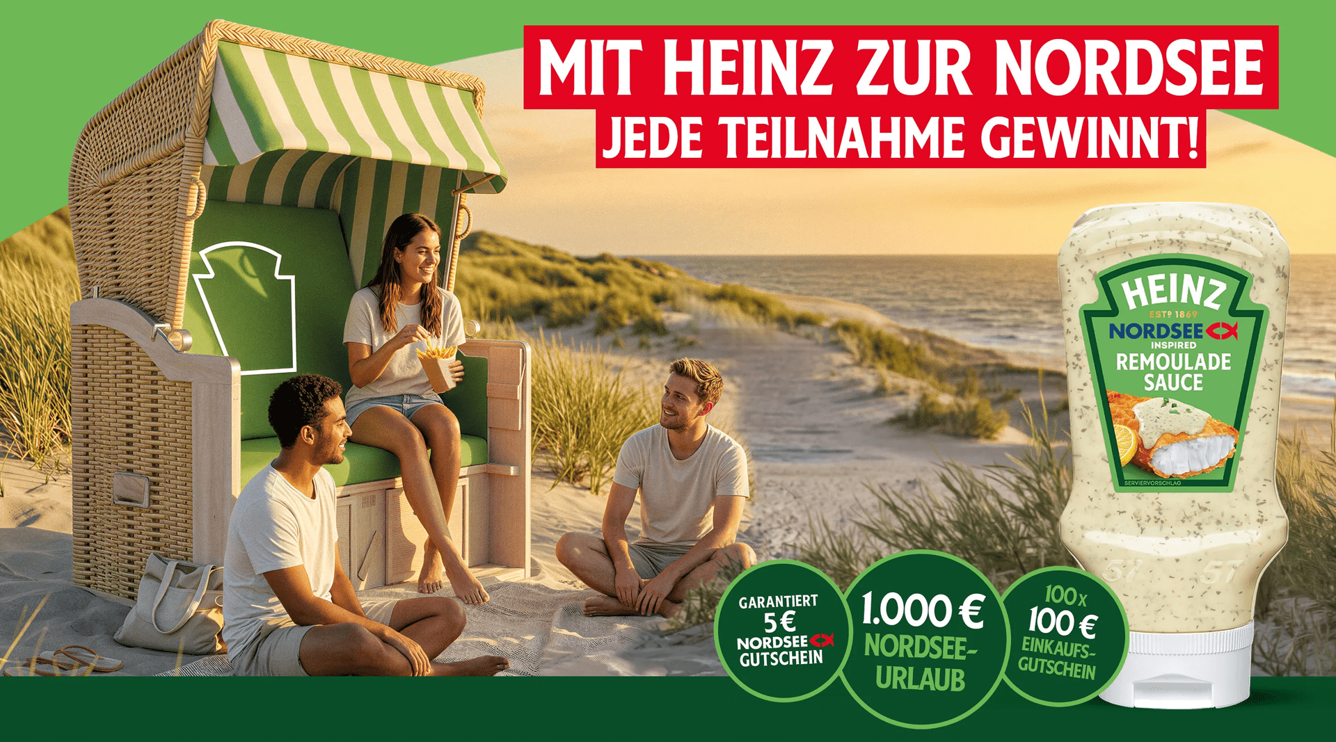HEINZ x NORDSEE Gewinnspiel - 1000 € Reisegutschein, Einkaufsgutscheine und 5 € NORDSEE-Gutschein