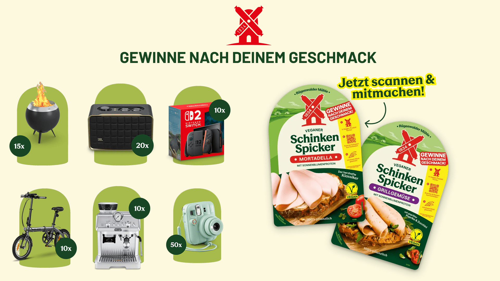 Rügenwalder Mühle Gewinnspiel - Gewinne Nintendo Switch 2, DeLonghi Siebträgermaschine, Micro E-Bike und mehr