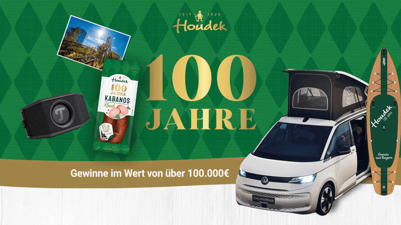 Houdek Gewinnspiel: Kabanos-Pakete, Gutscheine, Technik, Reisen oder einen VW California Camper gewinnen