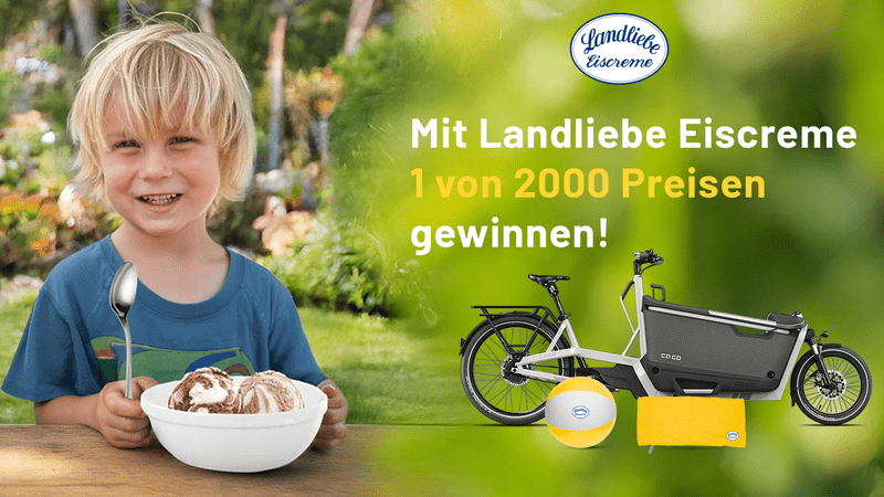 Landliebe Eiscreme Gewinnspiel – Handtuch, Wasserball oder Lasten-E-Bike gewinnen