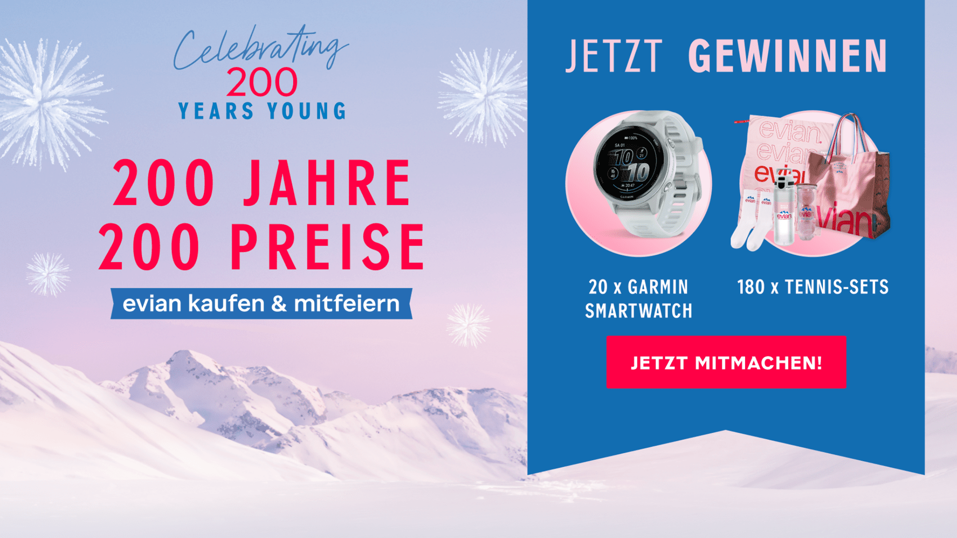 evian Gewinnspiel – Gewinne Garmin Smartwatches und evian Tennis Sets