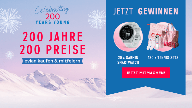 evian Gewinnspiel – Gewinne Garmin Smartwatches und evian Tennis Sets
