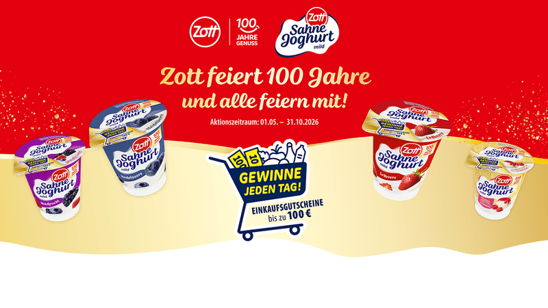 Zott Sahne Joghurt Gewinnspiel – Händler-Gutscheine gewinnen