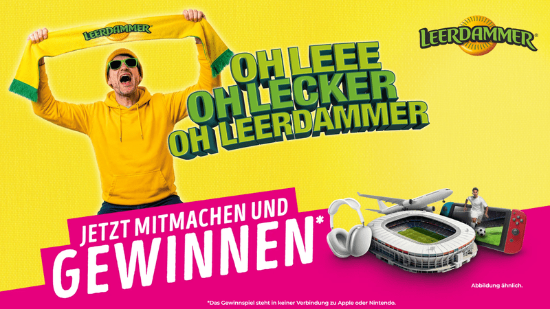 Leerdammer Gewinnspiel – Fan-Reise, Nintendo Switch 2 mit FC 26 oder Apple AirPods Max gewinnen